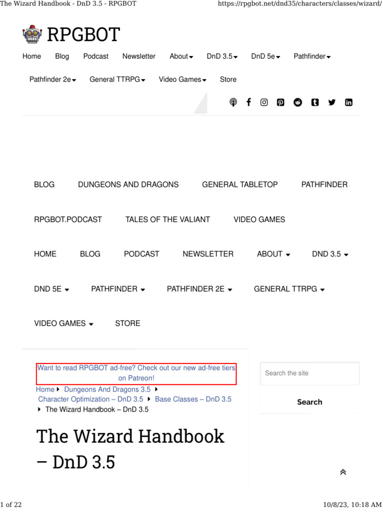 The Wizard Handbook DnD 3.5 RPGBOT PDF