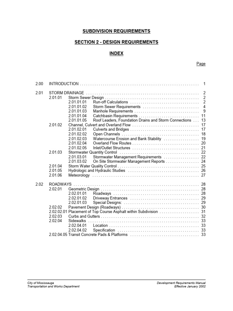 Mississauga Development Requirements Manual PDF Storm Drain