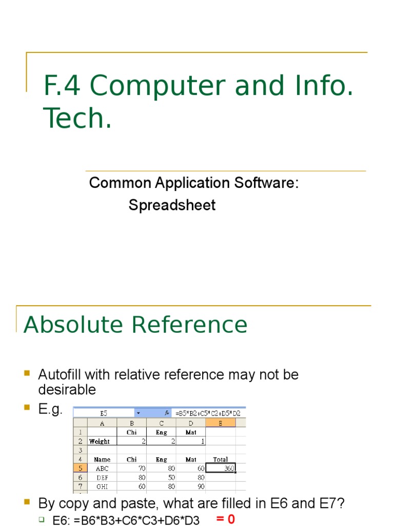 Understanding Absolute References in Spreadsheets | PDF