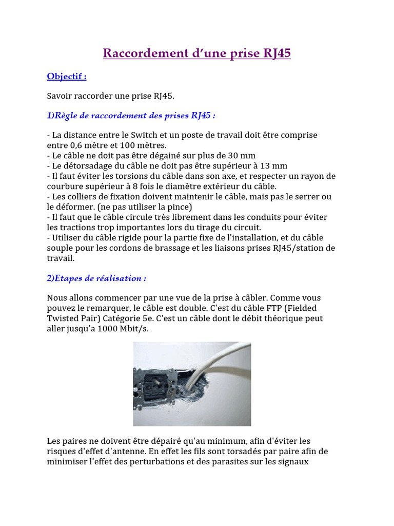 tp3 - Raccordement Prise Rj45 | PDF