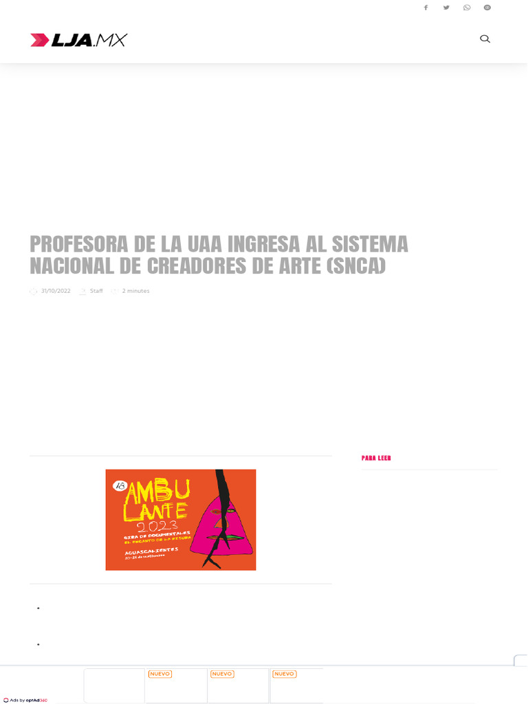 Profesora de la uaa ingresa al sistema nacional de creadores de arte