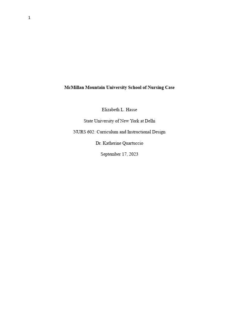 McMillan Mountain Nursing Curriculum Update | PDF