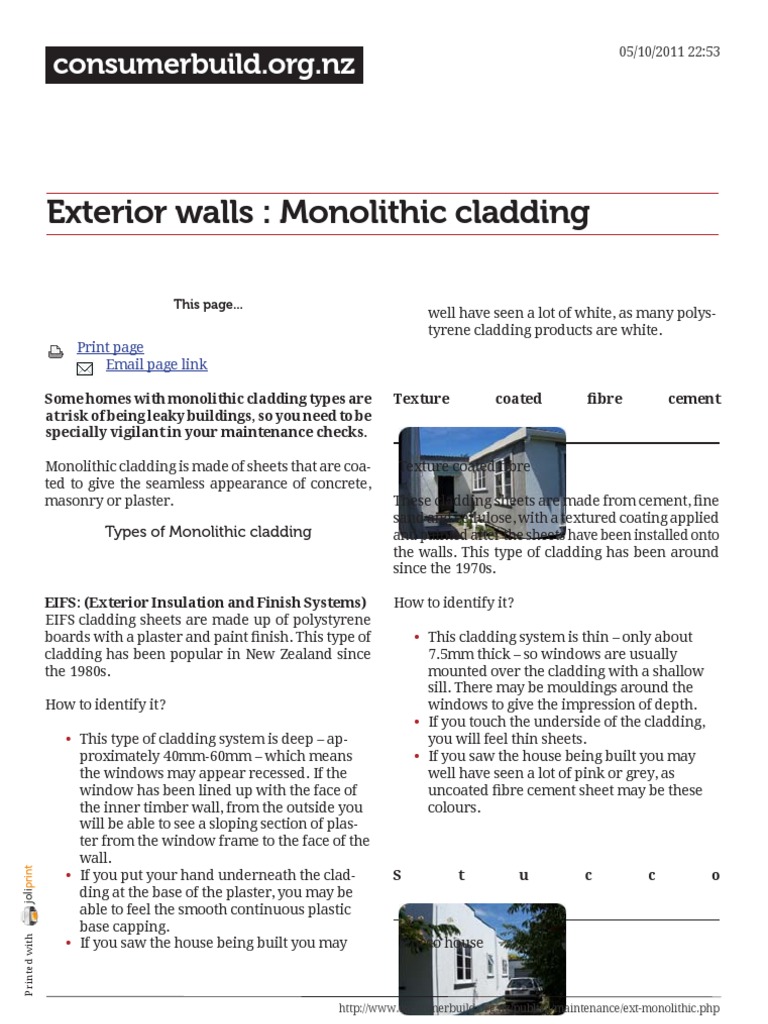 .NZ Exterior Walls Monolithic Cladding | PDF | Building Materials ...