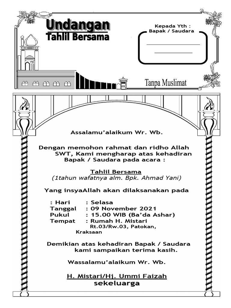 undangan-tahlil-1 tahun | PDF