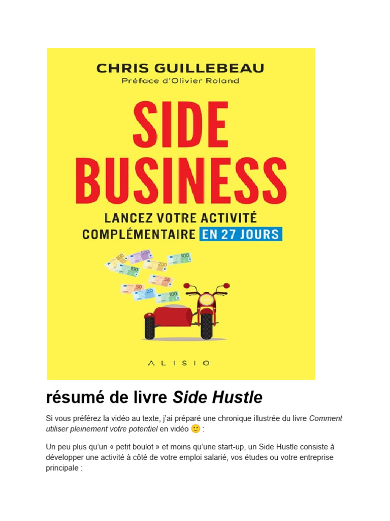 Résumé de Livre Side Hustle | PDF | Entrepreneuriat | Start-up