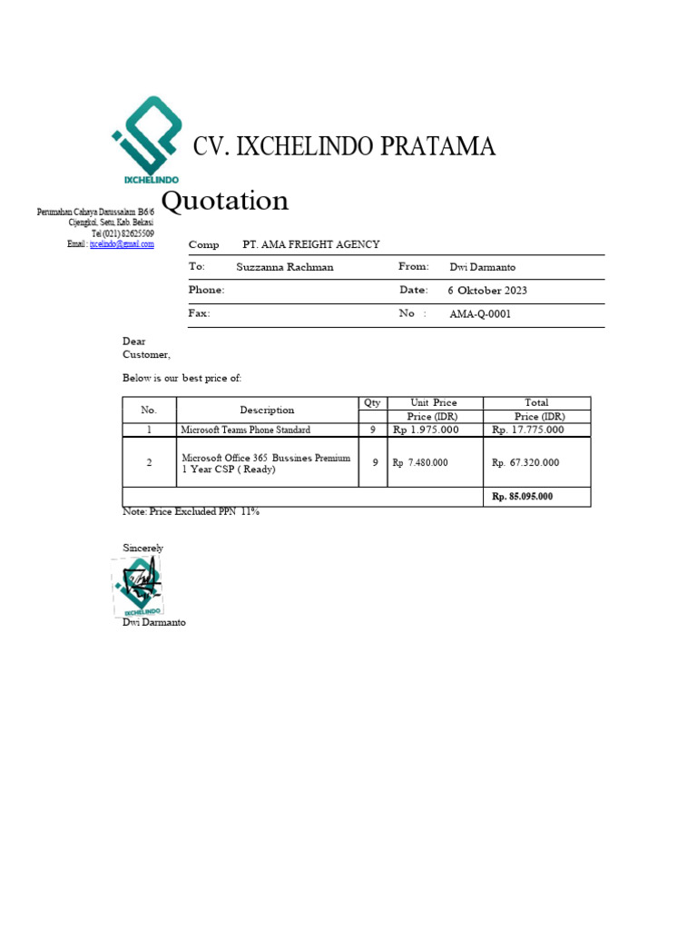 Quotation MS Office 365 | PDF