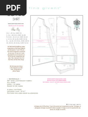 LOTUS DESIGNS PFD （ADULT:SMALL/MIDIUM） Lotus Shirt Sewing Pattern PDF | PDF