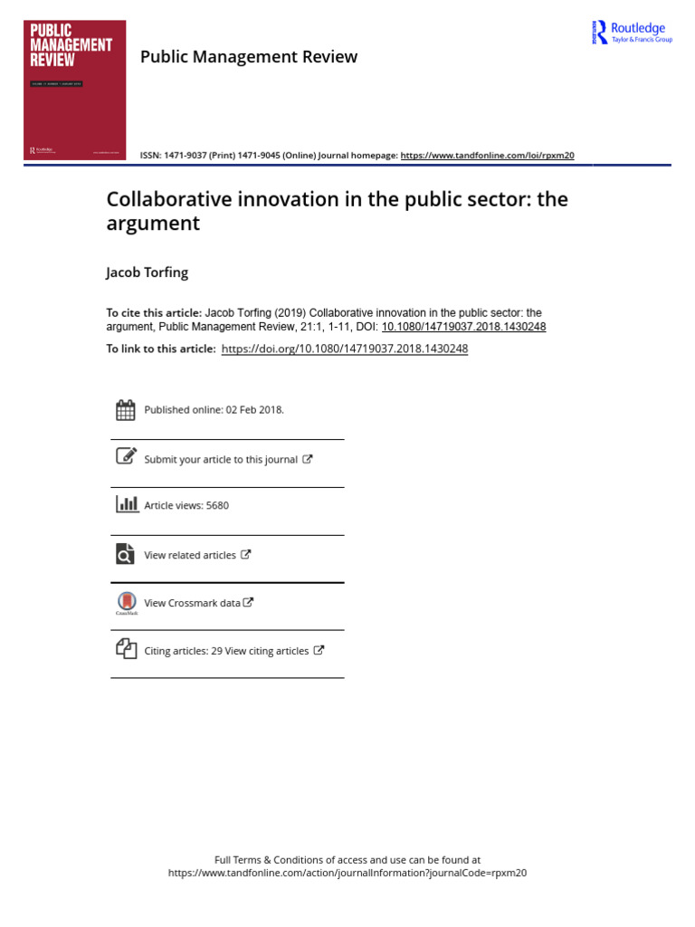 Collaborative Innovation in Public Sector | PDF | Innovation | Leadership