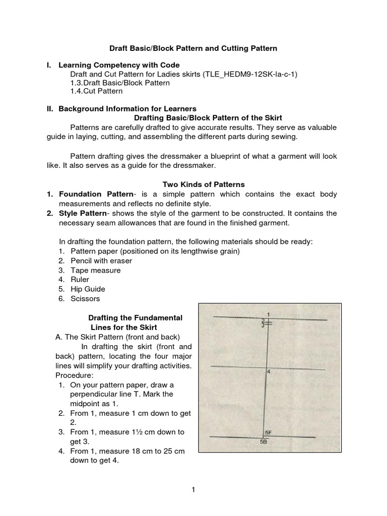 Basic Skirt Pattern Drafting Guide | PDF | Art