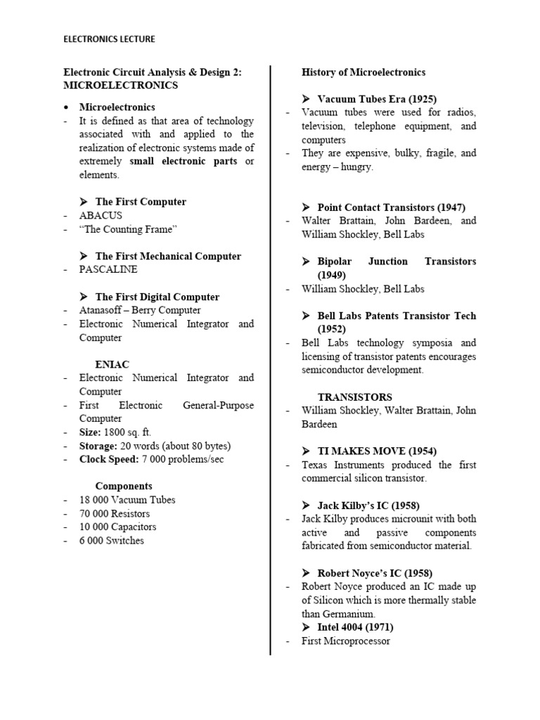 Microelectronics: History & Concepts | PDF | Integrated Circuit | Amplifier
