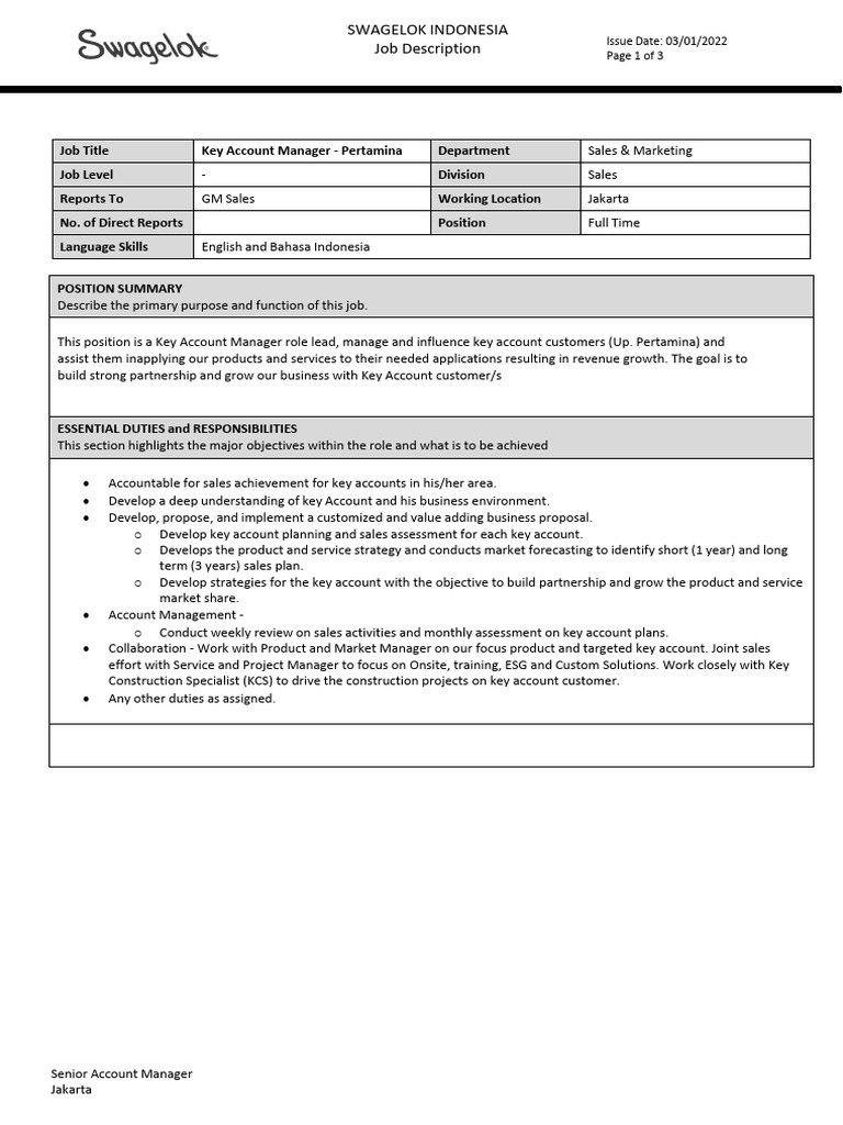 Job Description Key Account Manager Pharmaceutical