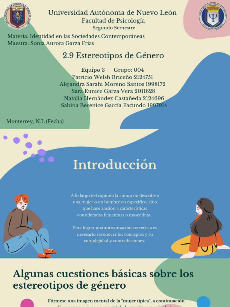 Estereotipos de Género y Roles Sociales | PDF | Rol de género ...