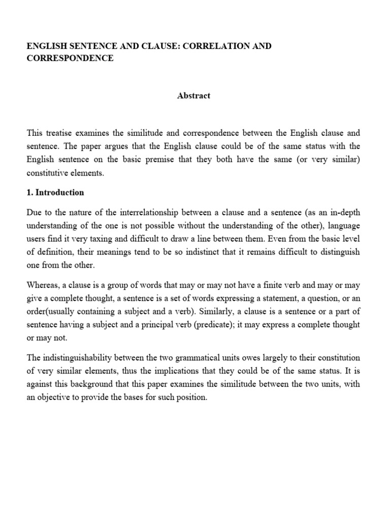 Sentence and Clause Correlation and Correspondence PDF
