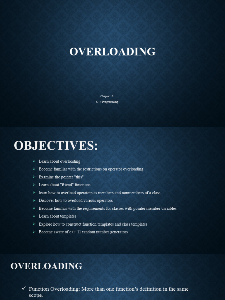 Chapter 13 Overloading | PDF | Parameter (Computer Programming) | C++