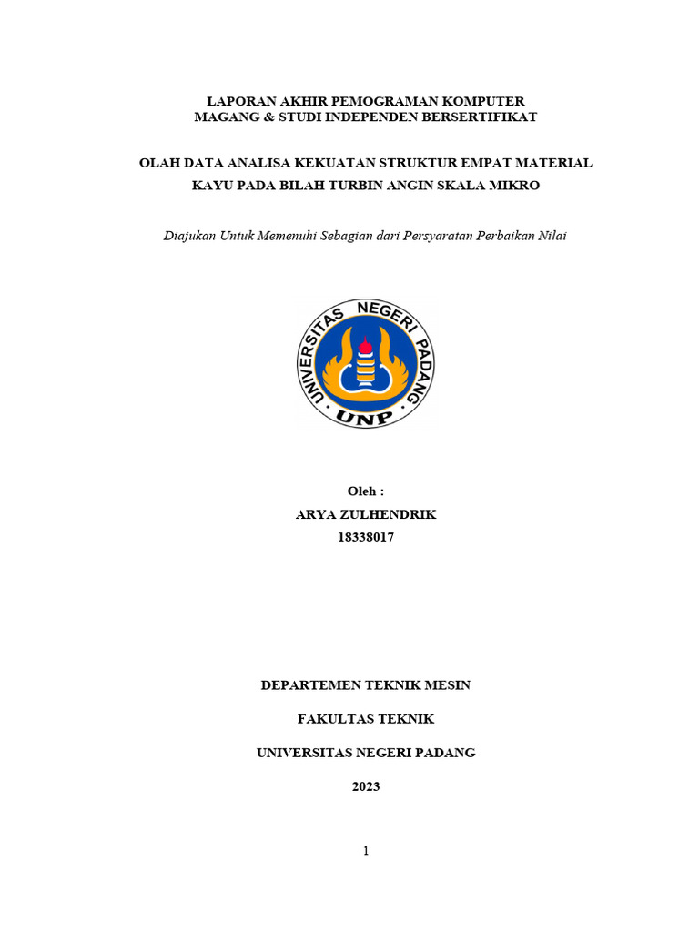 Laporan Akhir Pemograman Komputer Unp | PDF