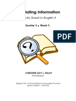 English 9 LAS Q3 W3 Validating - Information Christine Gay L. Dulay