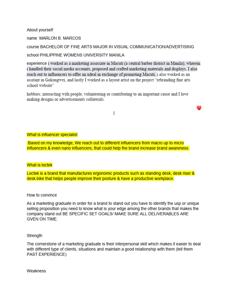 Interview script pdf brand marketing