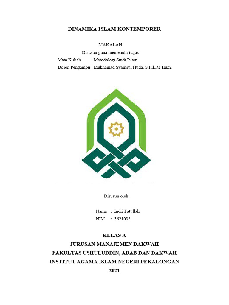 Dinamika Islam Kontemporer Indri FatullahMd A PDF
