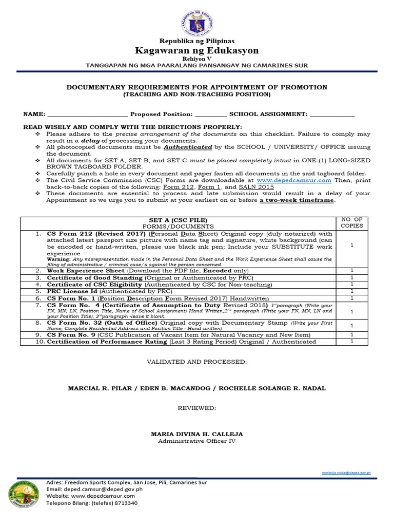 checklist-for-promotional-teaching-non-teaching-positions | PDF