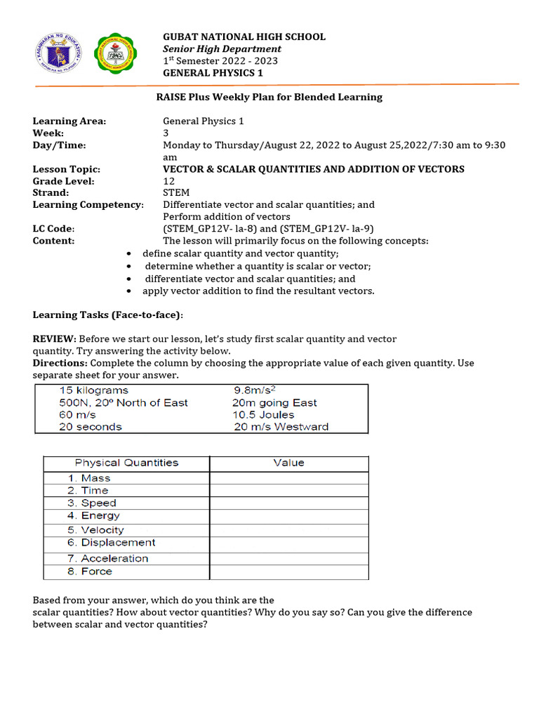 General physics lp 3 vector and scalar quantities pdf euclidean
