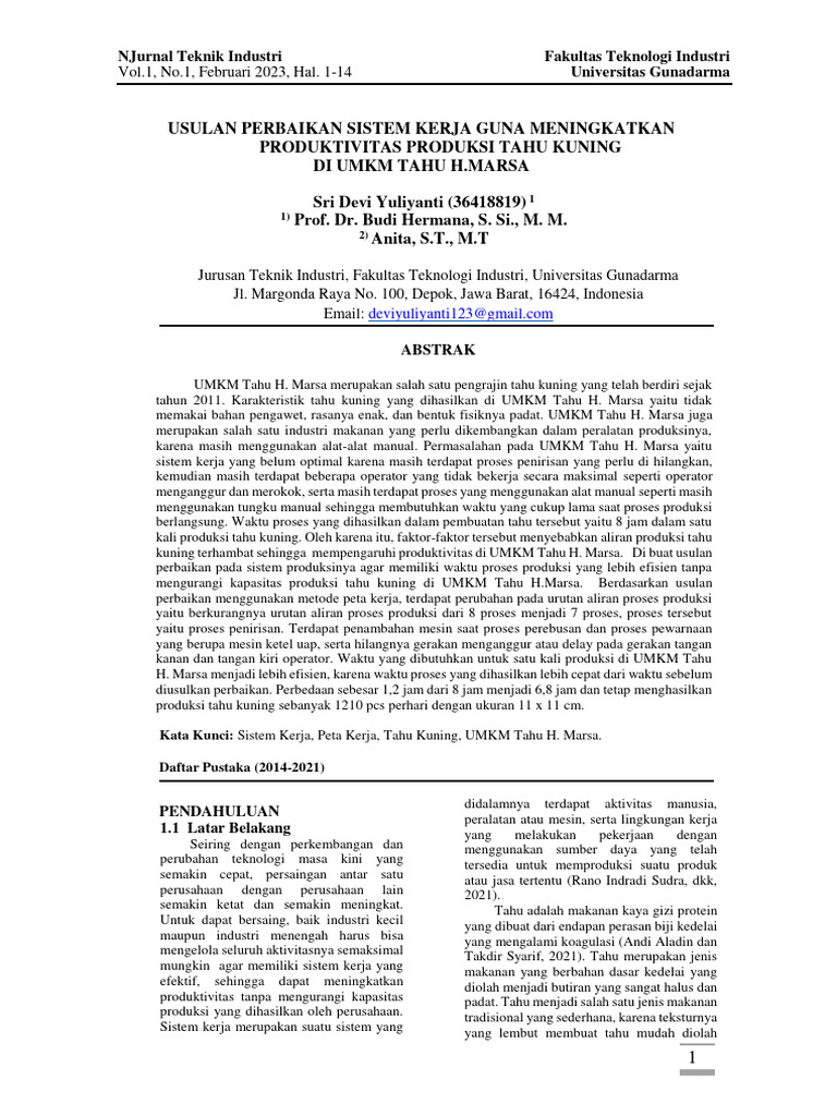 Jurnal Peta Kerja Sri Devi Yuliyanti Pdf