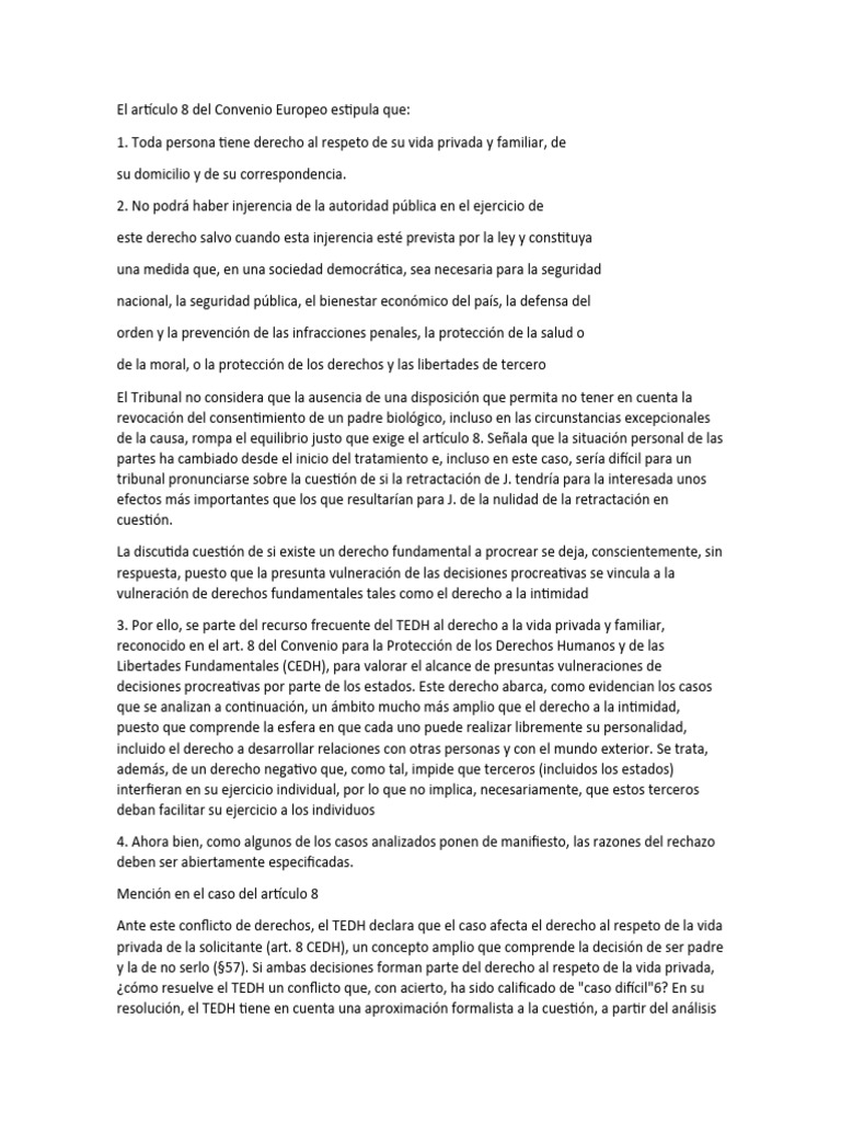 Derecho a la Vida Privada en el TEDH | PDF | Convenio europeo de ...