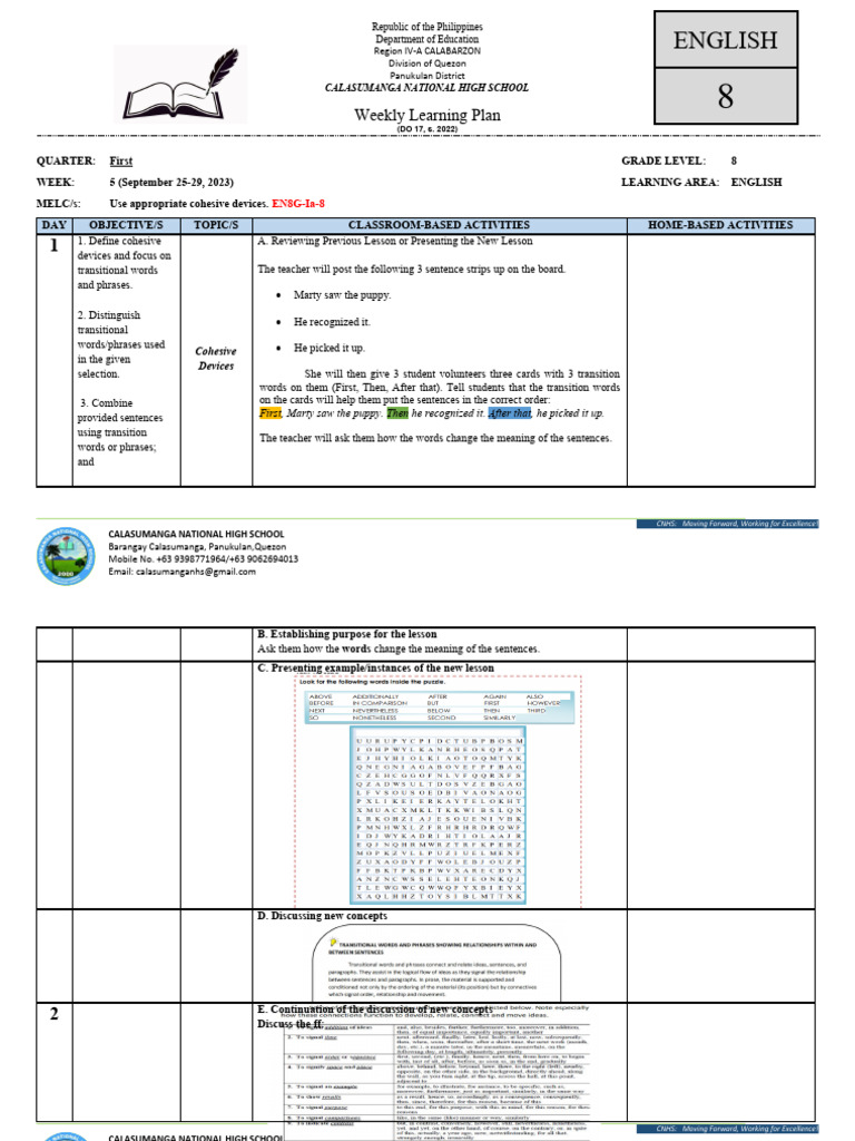Eng8 Q1 WLP Wk5 | PDF | Behavior Modification | Human Communication