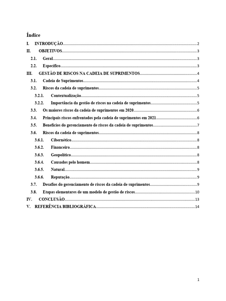 GESTÃO DE RISCOS NA CADEIA DE SUPRIMENTOS (AutoRecovered) | PDF