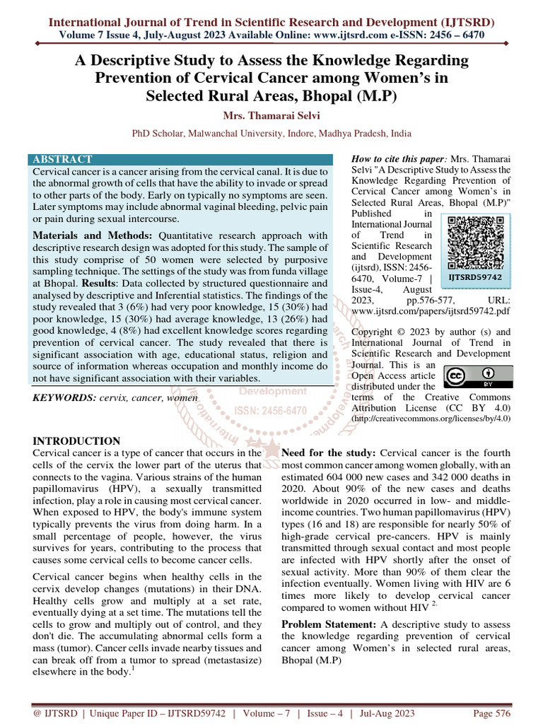 A Descriptive Study To Assess The Knowledge Regarding Prevention of ...