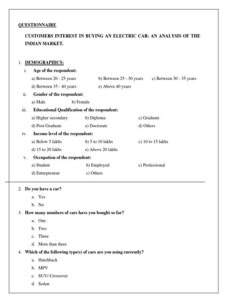 Questionnaire Electric Cars Corrected 10052020 PDF