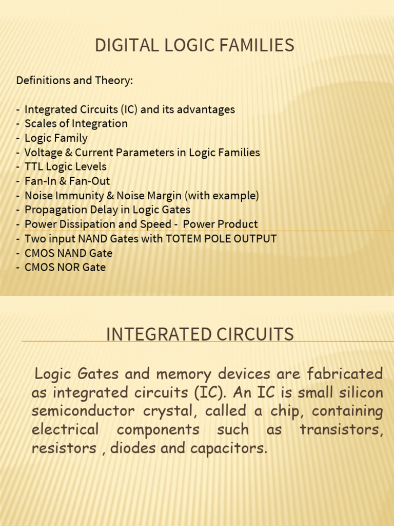 Digital Logic Families PDF Logic Gate Integrated Circuit