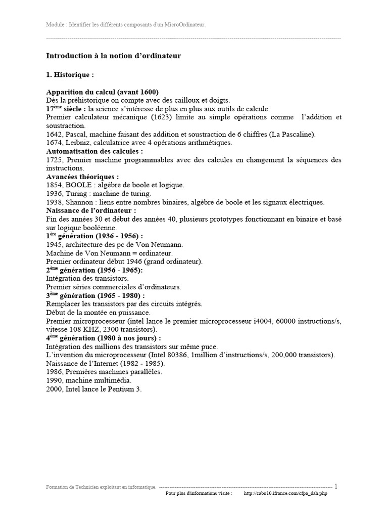 Composants d'un MicroOrdinateur | PDF | Ordinateurs