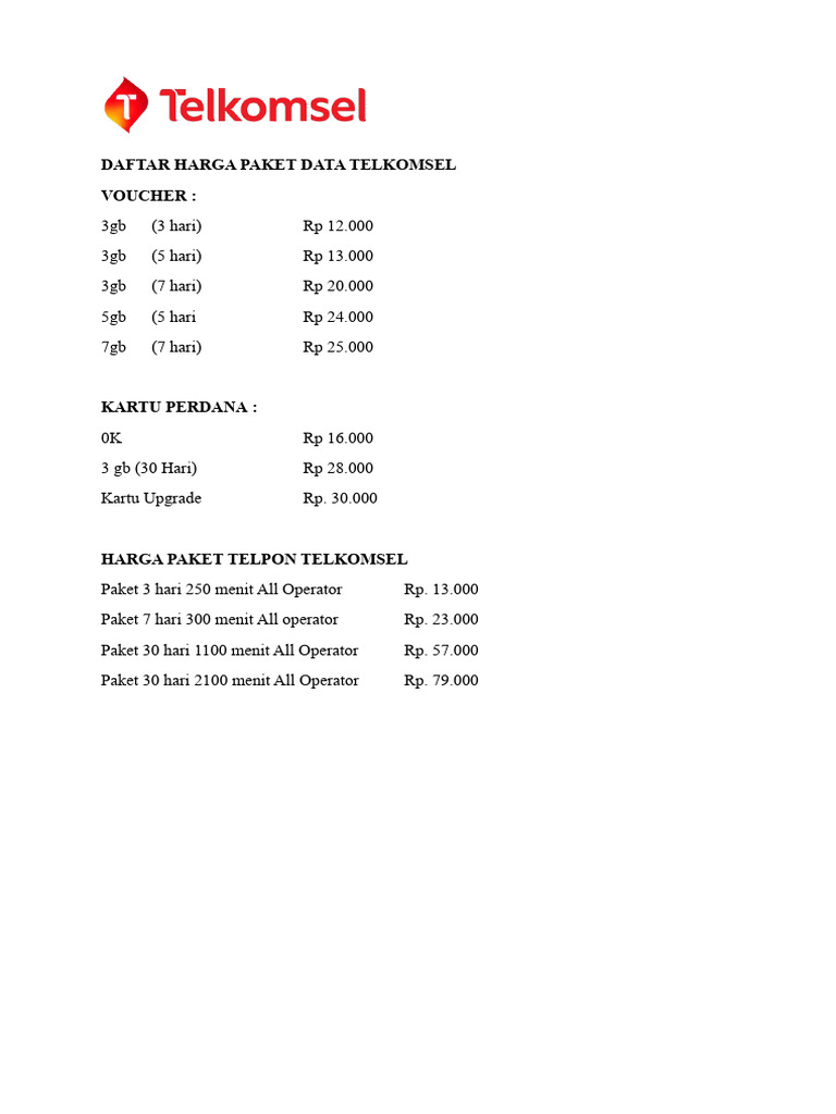 Image Result For Daftar Harga Paket Data Internet Telkomsel Flash Terbaru