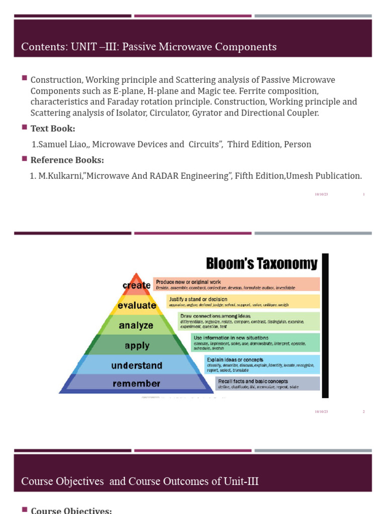 RMT FOW BE 2019 Unit 3 Passive Microwave Components PDF