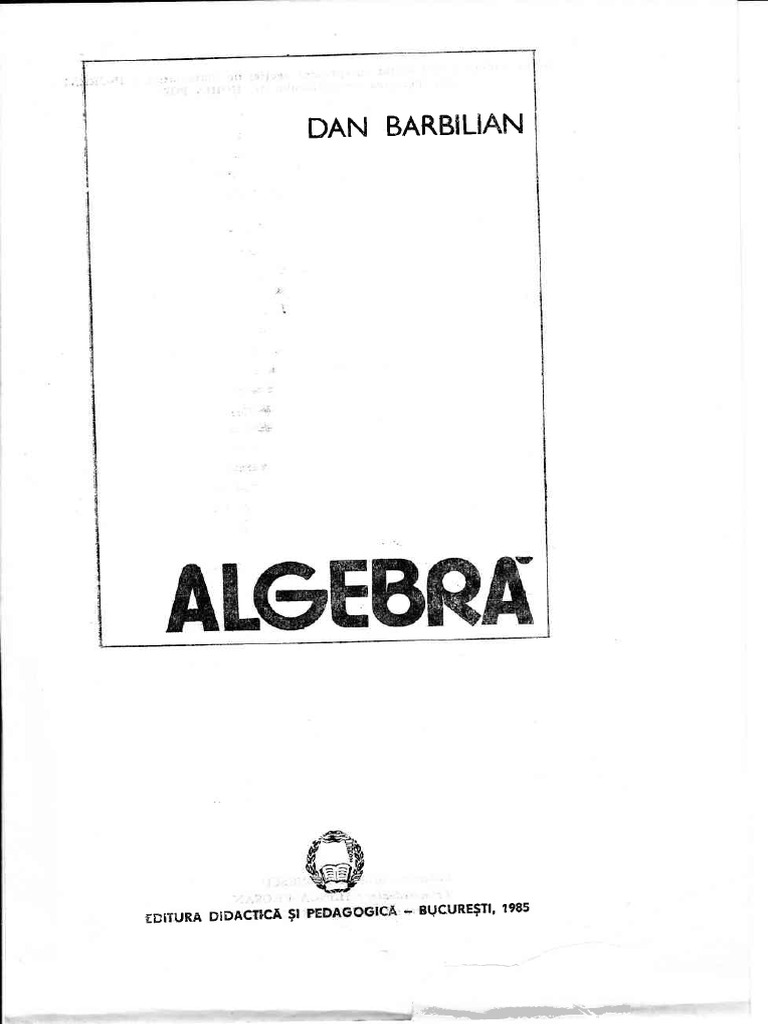 Algebra - Dan Barbilian (1985) | PDF
