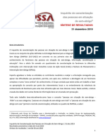 Inquérito de Caracterização Das Pessoas em Situação de Sem-Abrigo