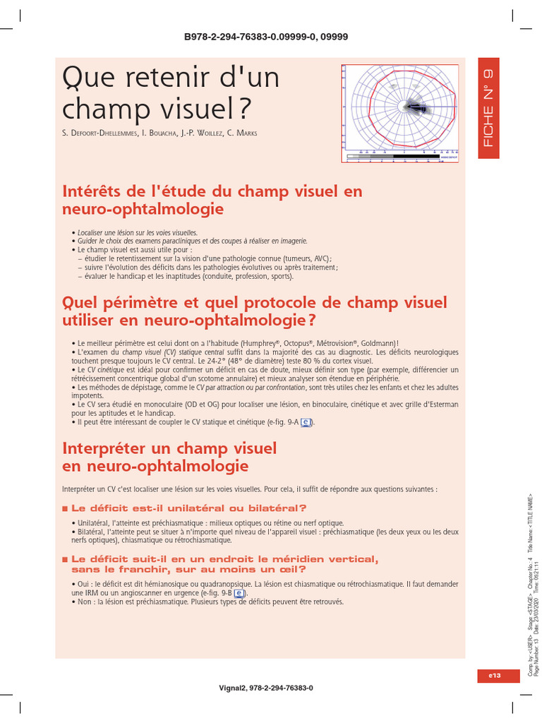 Que Retenir D'un Champ Visuel? | PDF | Spécialités médicales | Médecine ...