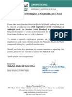 Notice Clearance of Parking Lot at Mahallah Khalid Al-Walid