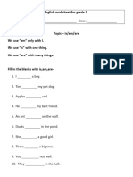 English Worksheet For Grade 1 Is Am Are