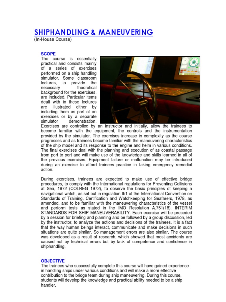 Shiphandling & Maneuvering Course | PDF | Simulation | Ships