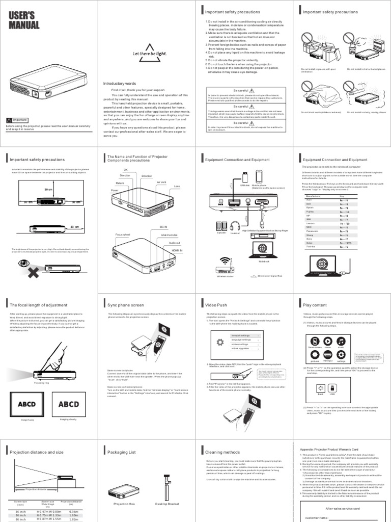 Portable Projector User Manual | PDF