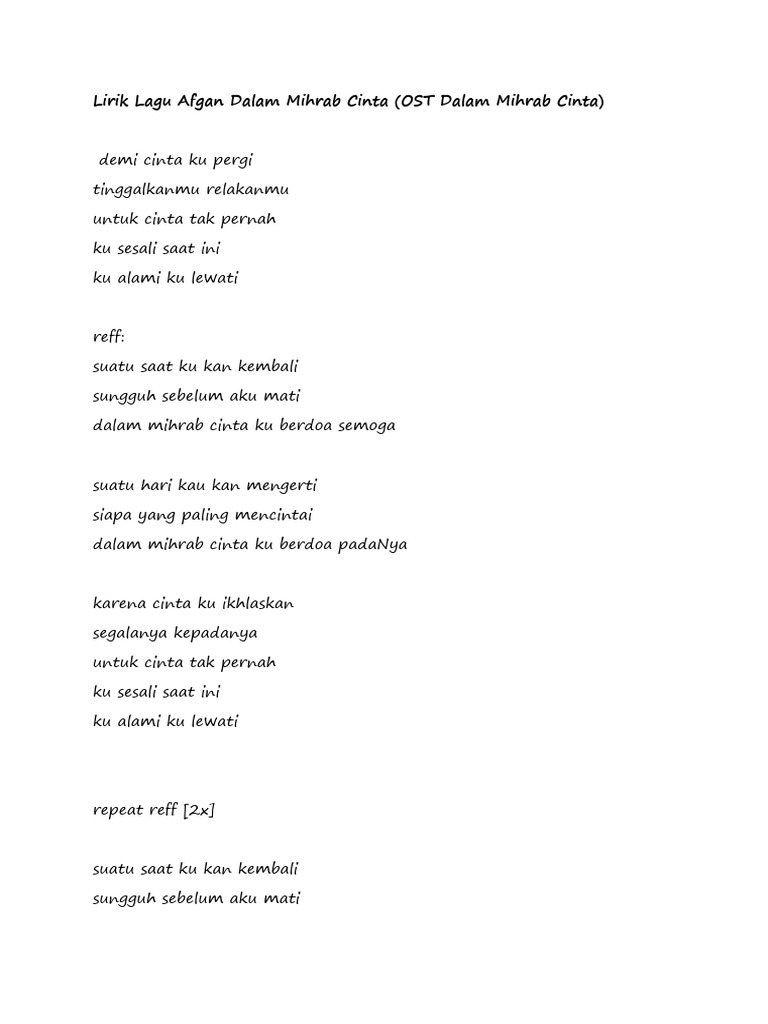Lirik Lagu Afgan | PDF