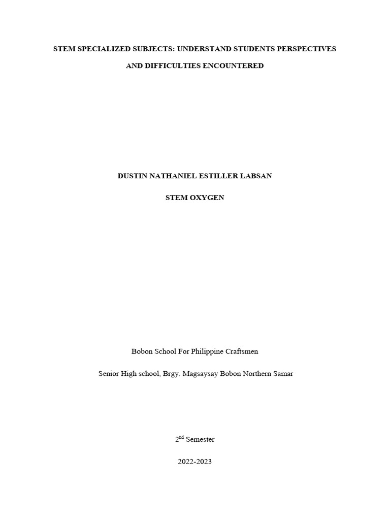 Challenges in STEM Specialized Subjects | PDF | Science, Technology ...