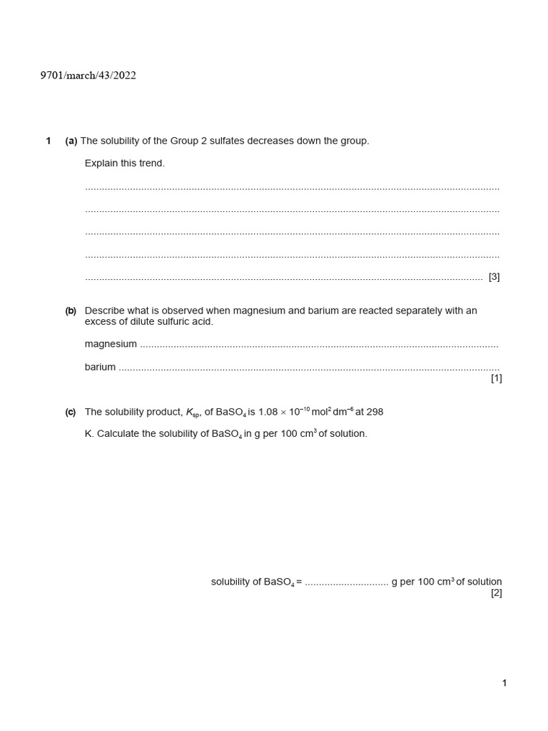 Group 2 Sulfates Solubility & Reactions | PDF | Science & Mathematics