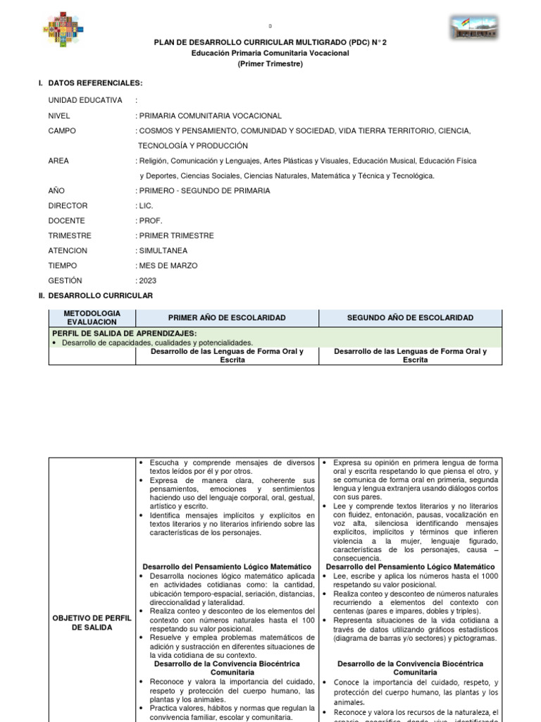 Planificación Curricular Primaria 2025 | PDF | Matemáticas | Comunicación
