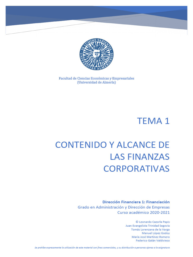 Tema 1 - Contenido y Alcance de Las Finanzas Corporativas | PDF ...