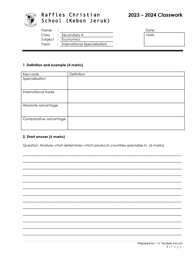 Sec4 econs t2 cw1 international specialisation pdf