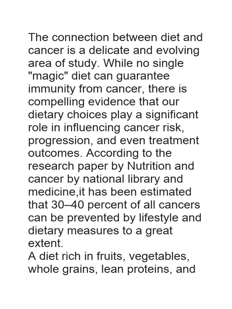 Cancer and Diet | PDF | Obesity | Cancer