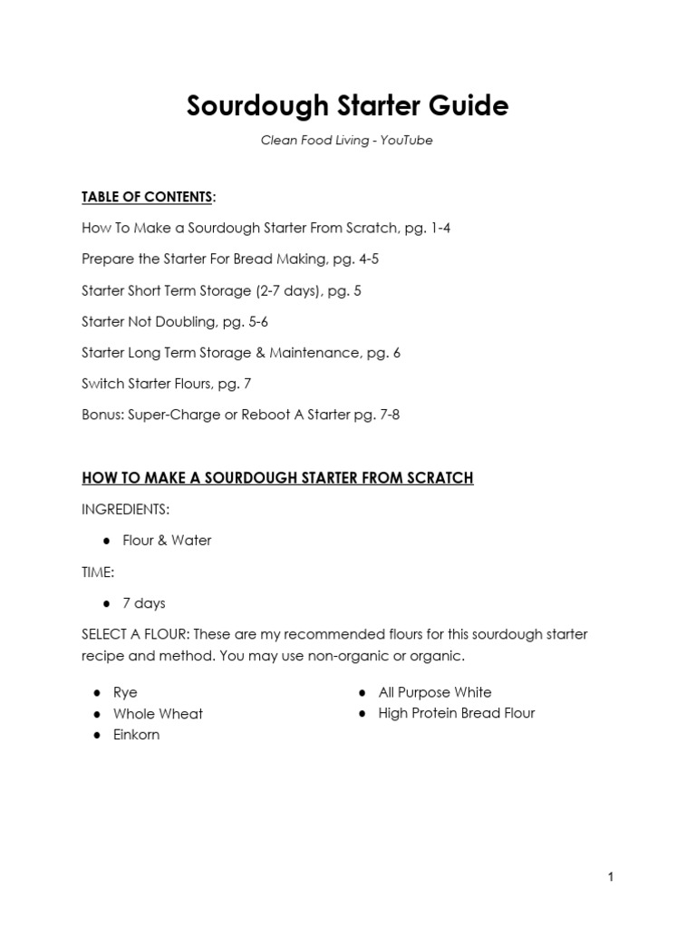 Sourdough Starter Guide PDF Breads Sourdough