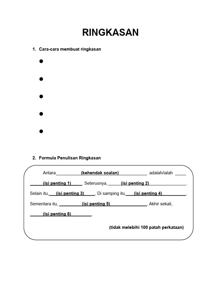 Panduan Membuat Ringkasan Tingkatan 2 | PDF